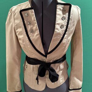 White House Black Market Light Tan Jacket with Belt - Size 0
